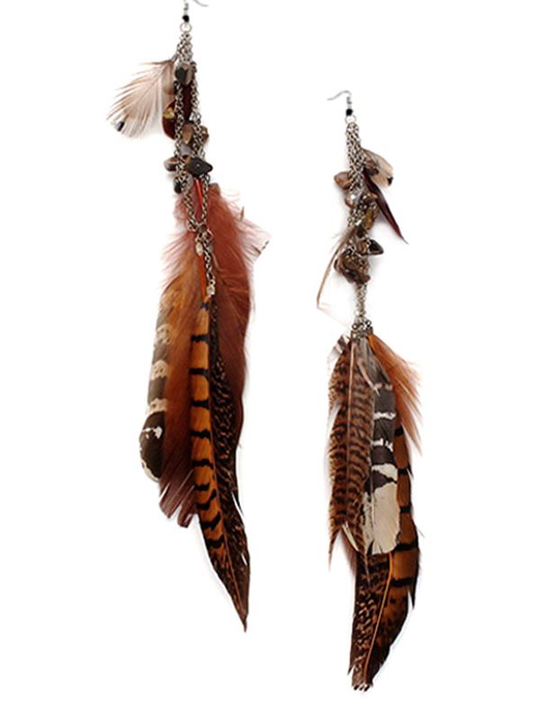 Örhängen - Feather Keen Brown Earing Silver