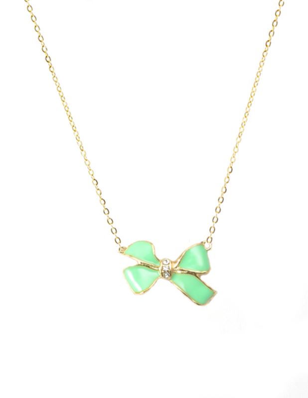 Halsband - Bow Stone Mint Necklace