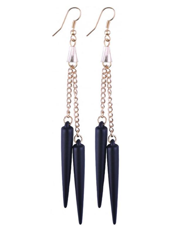 Örhängen - Black Gold Spikes Tassels Earring