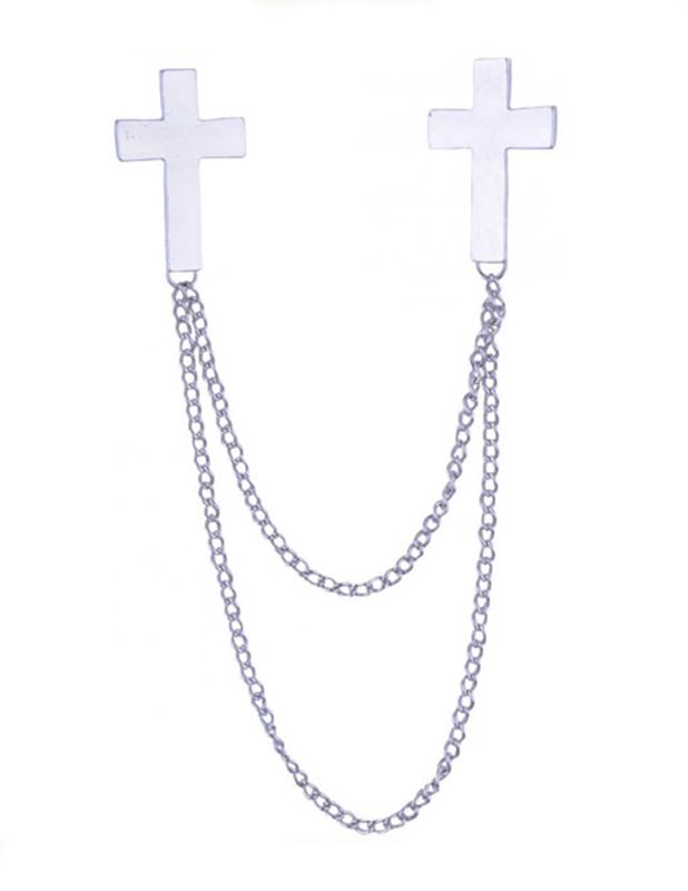 Halsband - Cross Silver Collar Tips Chain