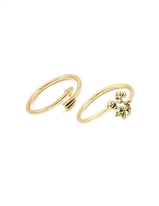 Ringar - Arrow leaves Gold Ring Set