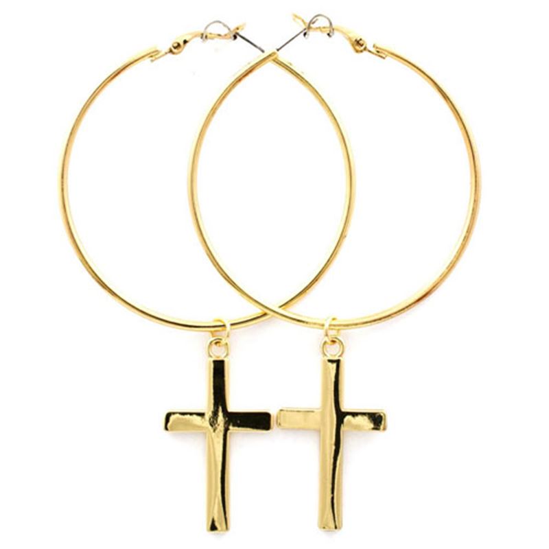 Örhängen - Cross Dangle Gold Earing