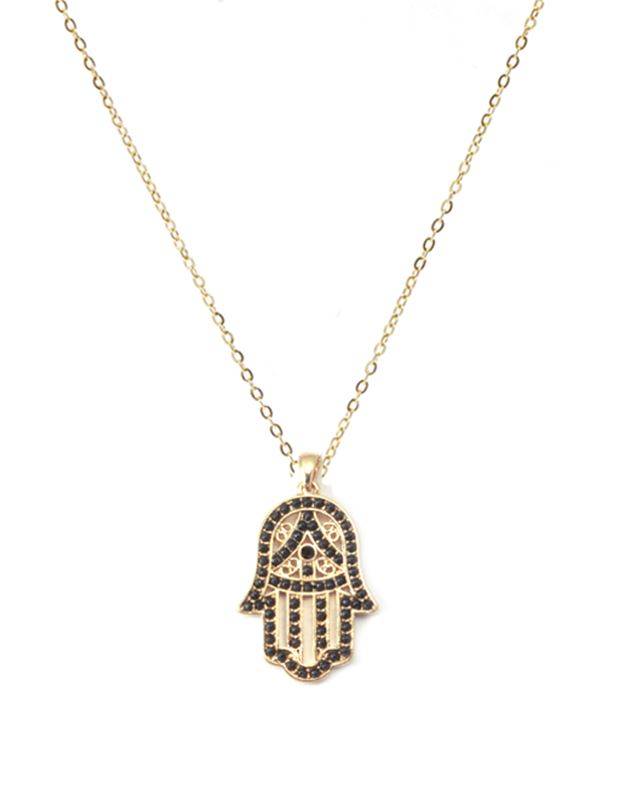 Halsband - Hamsa Black Necklace