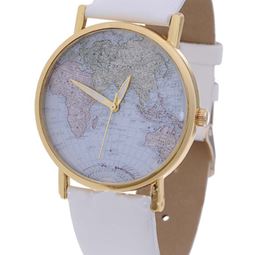 Klockor - World Print White Watch