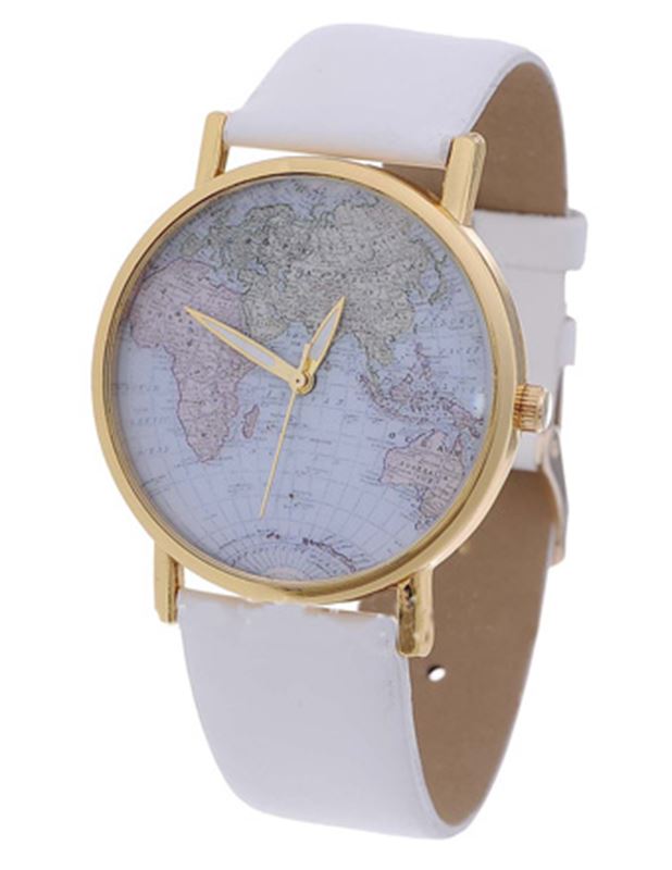 Klockor - World Print White Watch